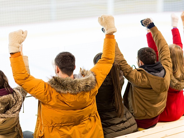 Group of ice hockey fans at the rink